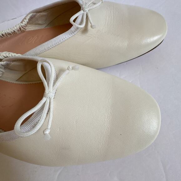 J.Crew Zoe Ballet Scrunchy Slingback Flats Ivory Leather Size 10.5 - Picture 11 of 12